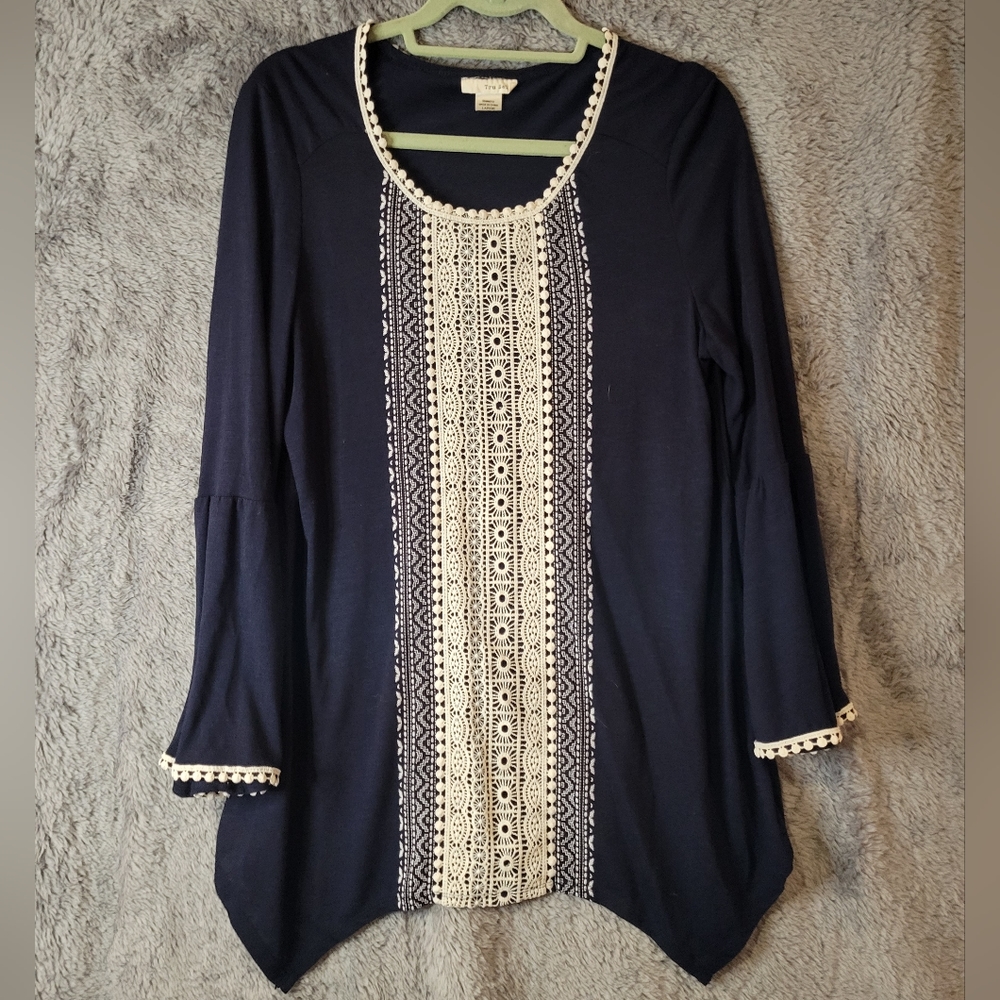 Tru Self Long Blouse with Flare Sleeves